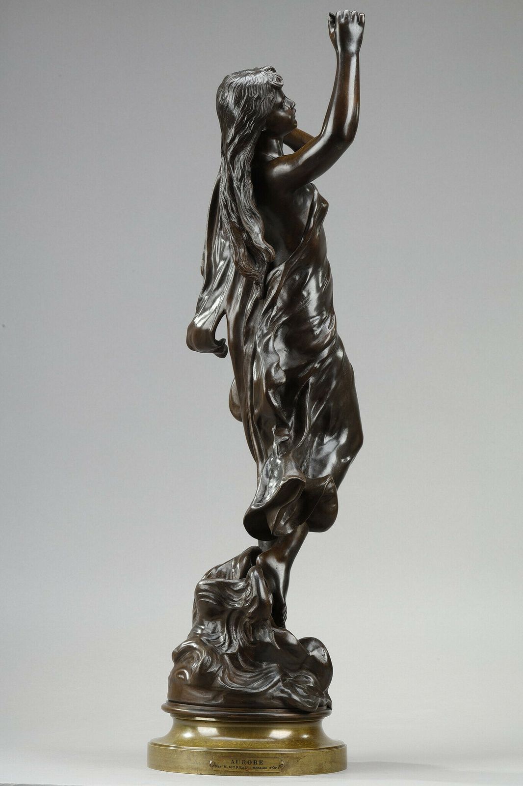 "L'aurore" (Dawn): Shaded Brown Red Patina Bronze Proof, After Hippolyte Moreau photo Art