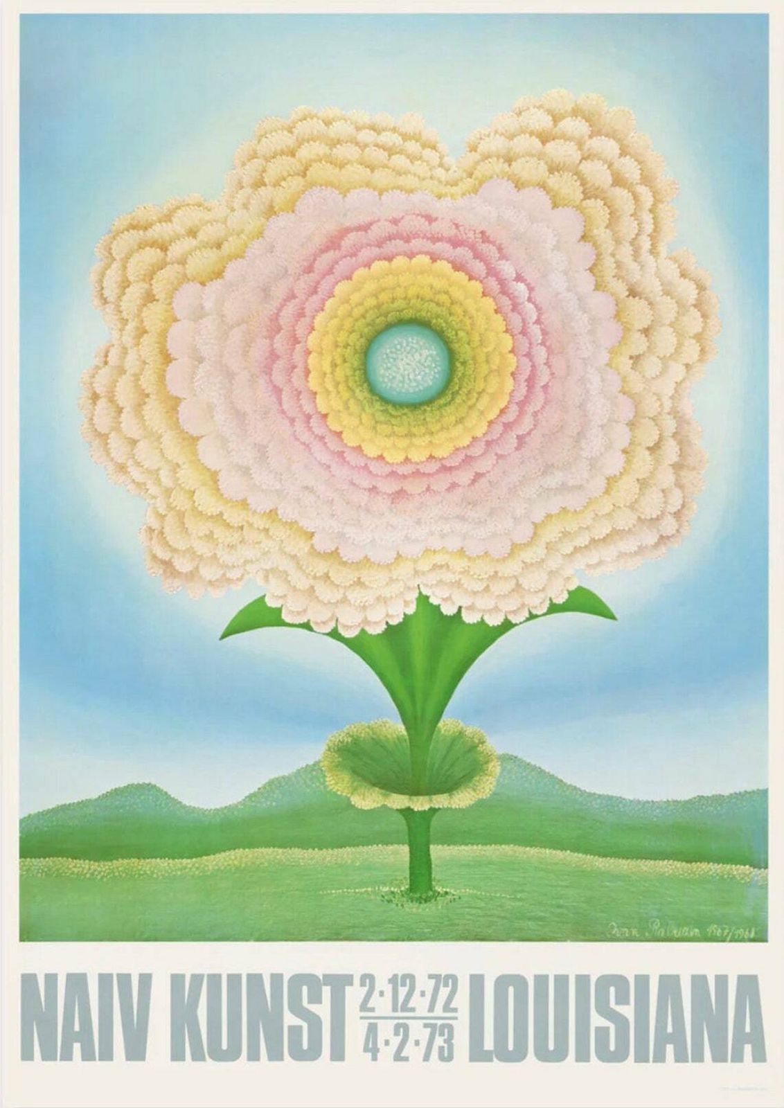 Ivan Rabuzin   Flower Of Hiroshima   Exhibition Poster Original Museum Print   Naive Croatian Artist