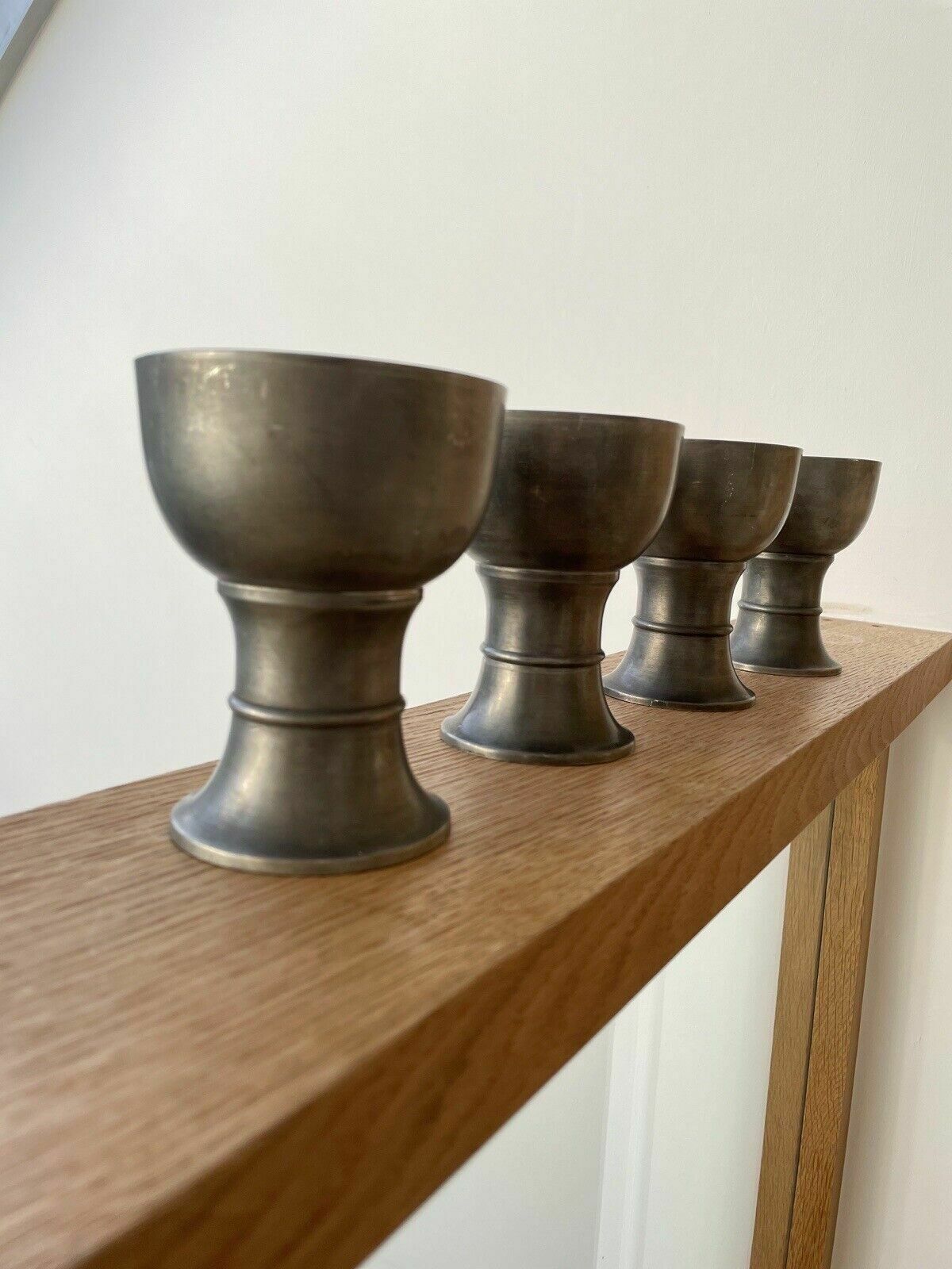 Set Of 4 Mid Century Swiss Pewter Goblets From A Jeger Basel Switzerland photo furniture