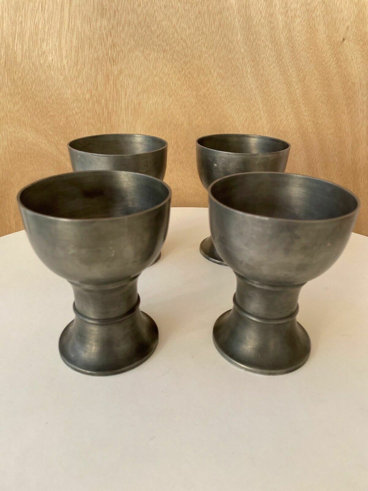 Set Of 4 Mid Century Swiss Pewter Goblets From A Jeger Basel Switzerland photo Home Decor