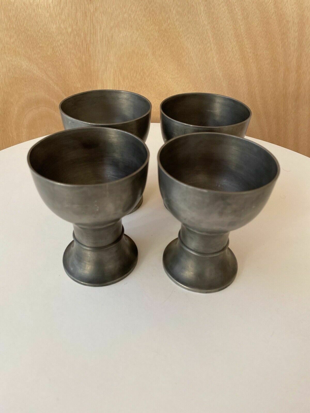 photo furniture Set Of 4 Mid Century Swiss Pewter Goblets From A Jeger Basel Switzerland
