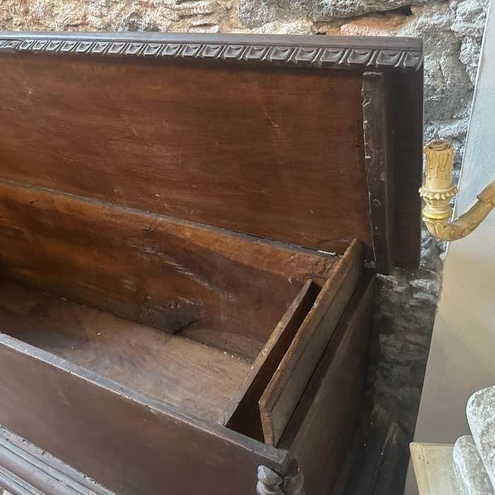 photo vinterior 1850 Louis Philippe Walnut Wood Traditional Sicilian Blanket Chest