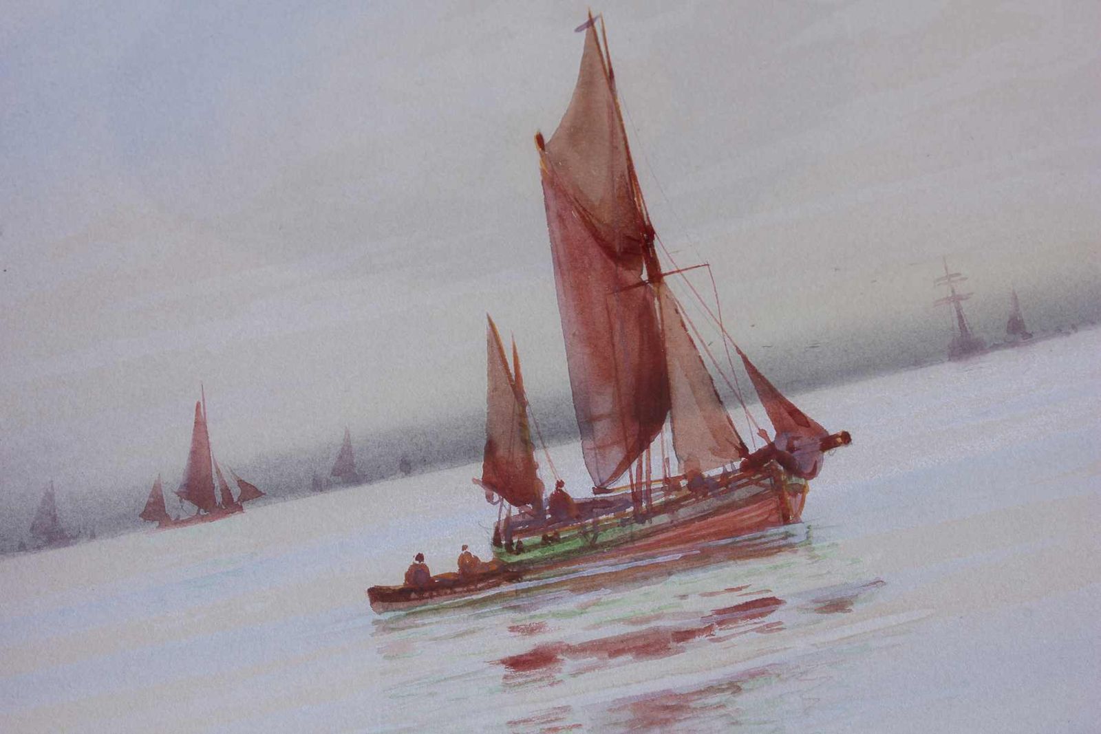 Framed Signed Watercolour Painting. Off Scarborough By Gm Avondale. C1915. photo for sale