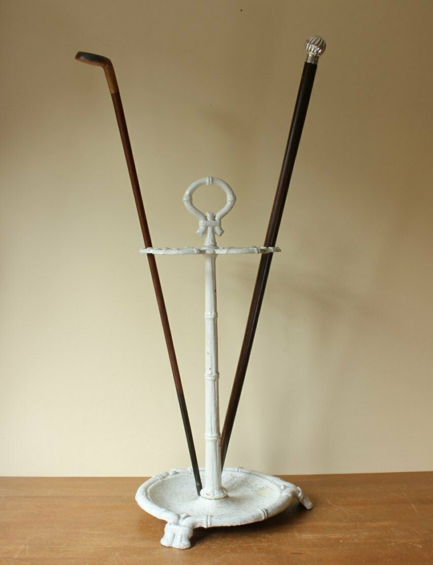 French Country House Cast Iron Faux Bamboo Umbrella Stick Stand. C1880. photo for sale