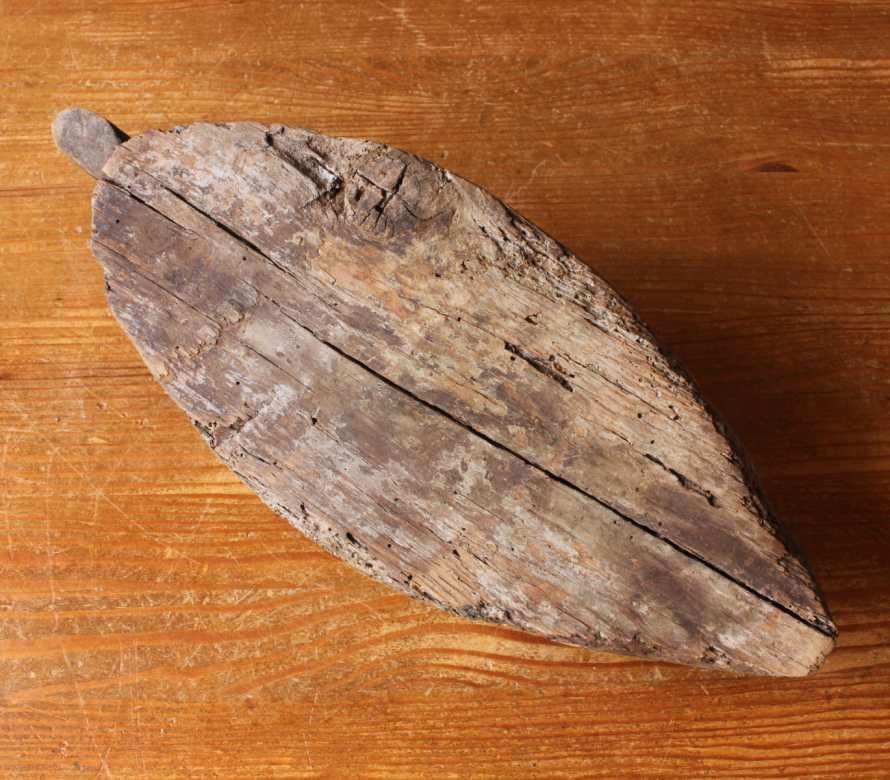 Antique French Wood Decoy Duck. Folk Art Rustic Decorative Water Bird. photo vintage