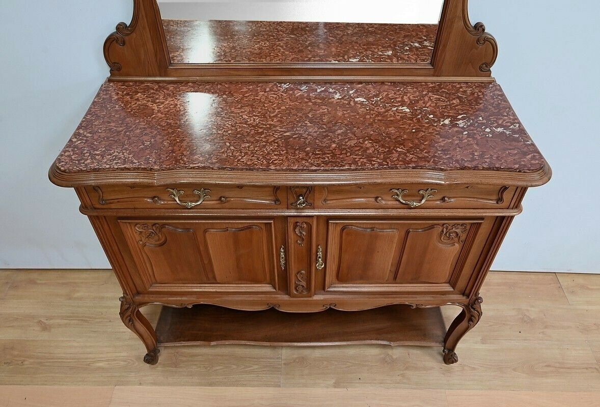 Furniture Walnut Serving Buffet, Louis XV Style – Early 20th Century photo