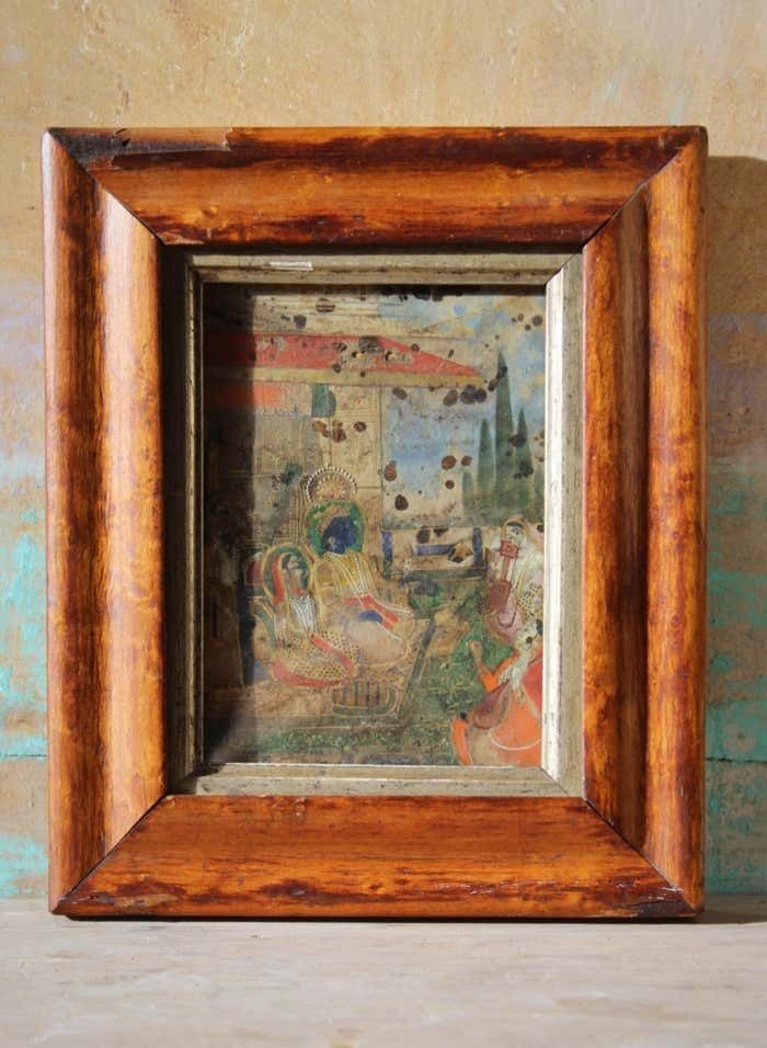 18th Century Indian School Gouache On Paper Garden Scene Country House photo for sale