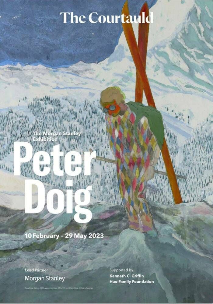 Original Peter Doig Exhibition Poster   Alpinist Harlequin Skier   Authentic Museum Print