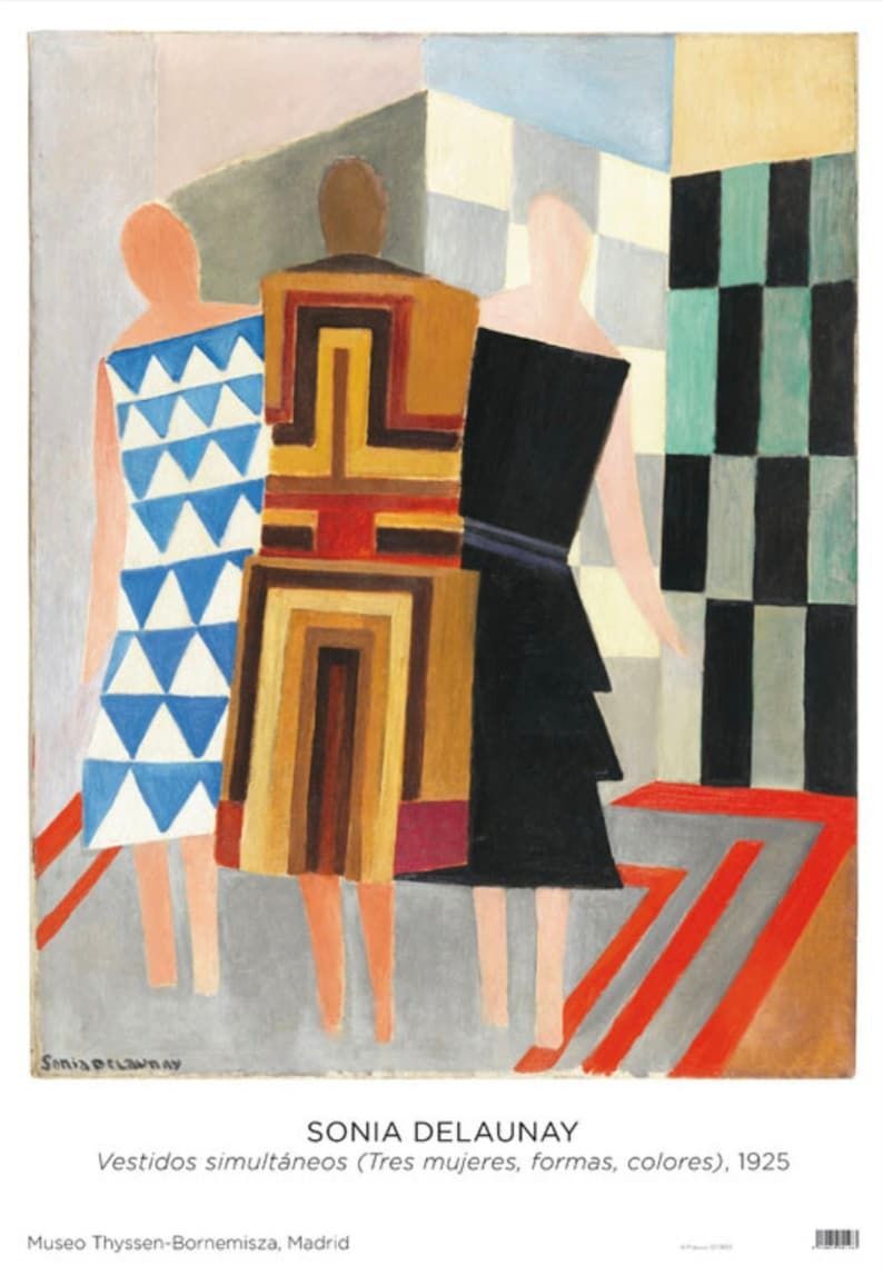 Stunning Sonia Delaunay Original Poster   Simultaneous Dresses   Three Women Forms Colours   Fashion