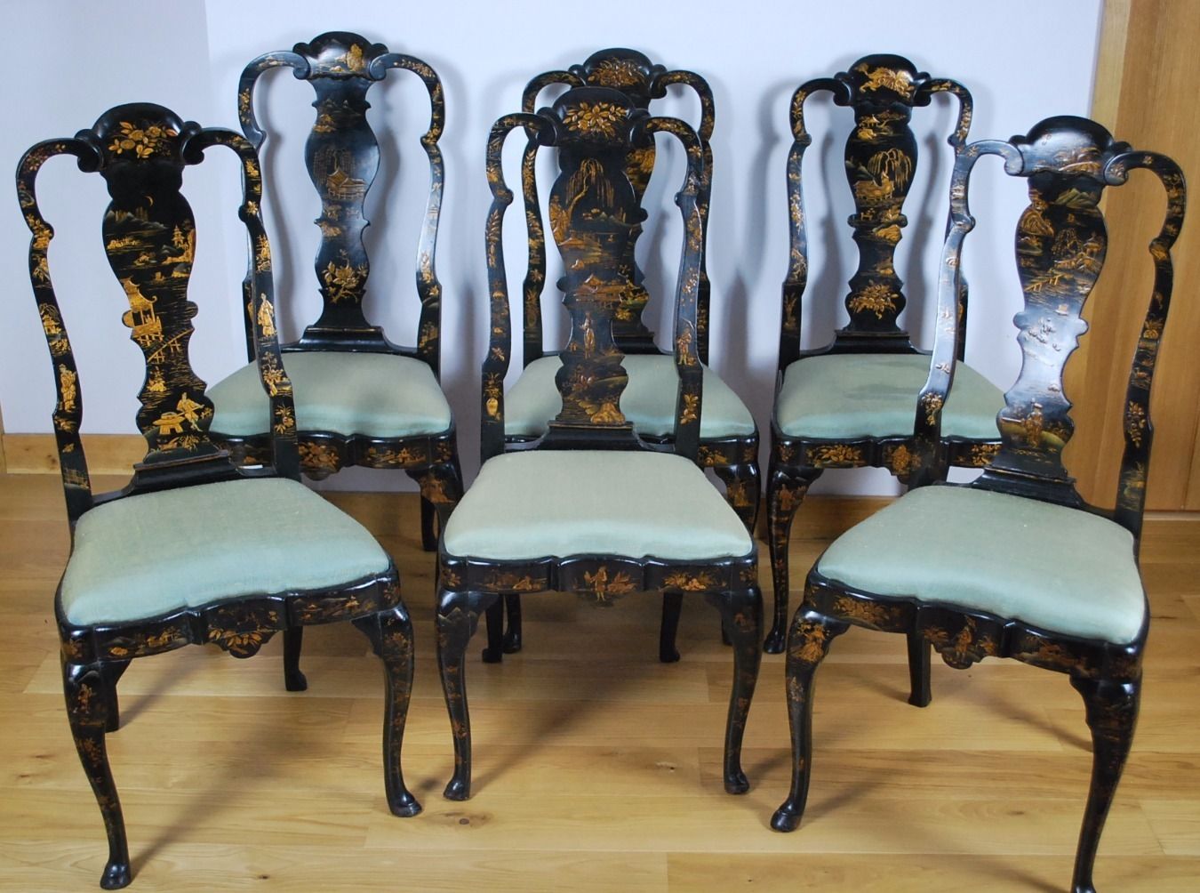 Set Of Six Japanned /Lacquered Chairs