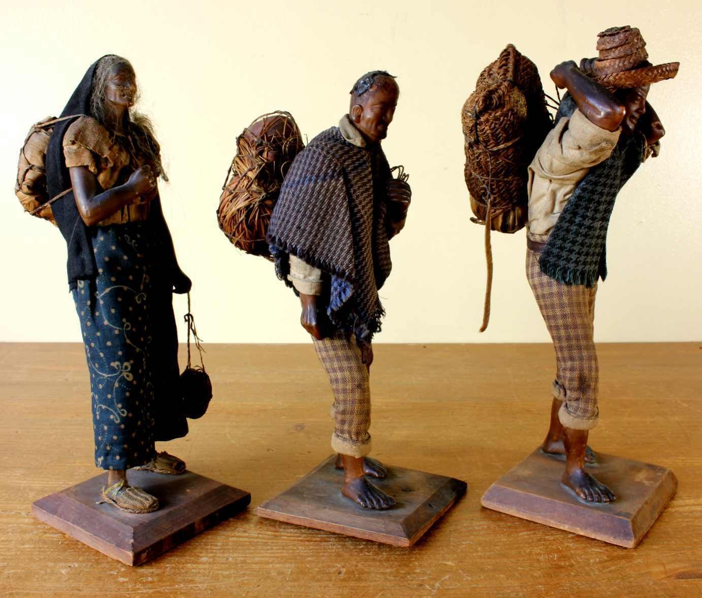 Three Wax Pedlar Figure Dolls. Bogota Colombia. Handmade. 19th Century. photo 2500.0
