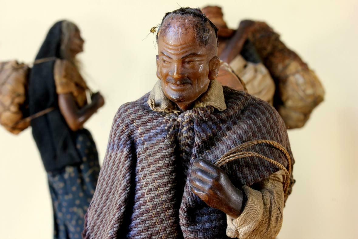 Three Wax Pedlar Figure Dolls. Bogota Colombia. Handmade. 19th Century. photo buy