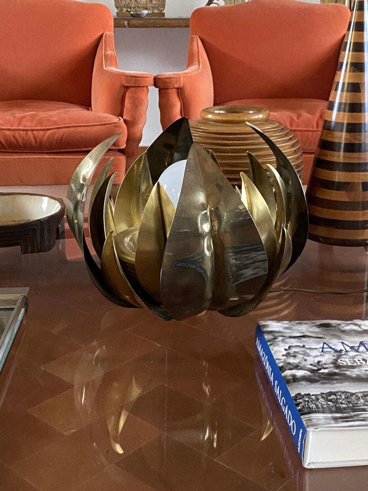 Lotus Flower Brass Floor/Table Lamp, Attr. Bottega Gadda, Italy, 1970 photo vinterior