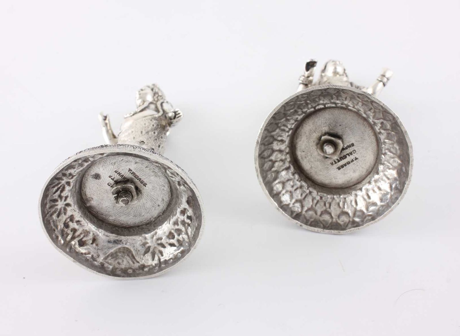 Indian Silver Figure Menu Holders. Photo Card Clips. Tp Dass Calcutta. C1880. photo buy
