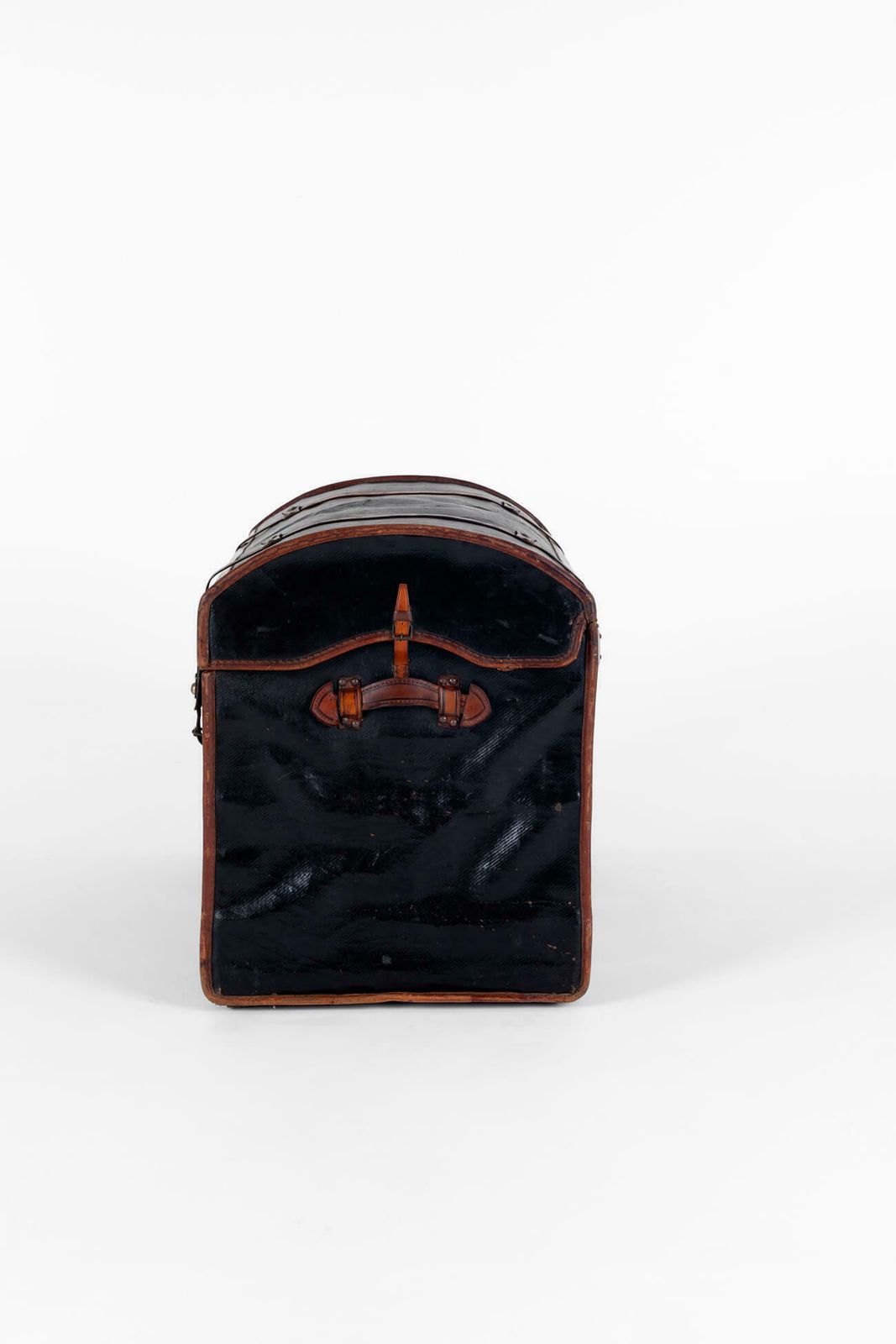 photo for sale Large Leather Steamer Trunk, 1800s