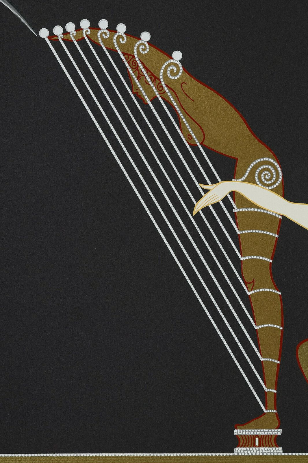 L'ange à La Harpe, Color Lithograph By Erté (1892 1990). photo vintage