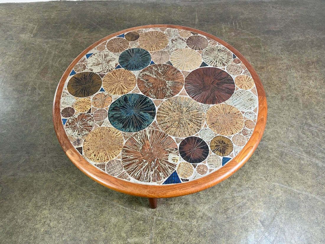 Coffee Table Tue Poulsen Haslev Teak Ceramic Tiles Mid Century photo Furniture