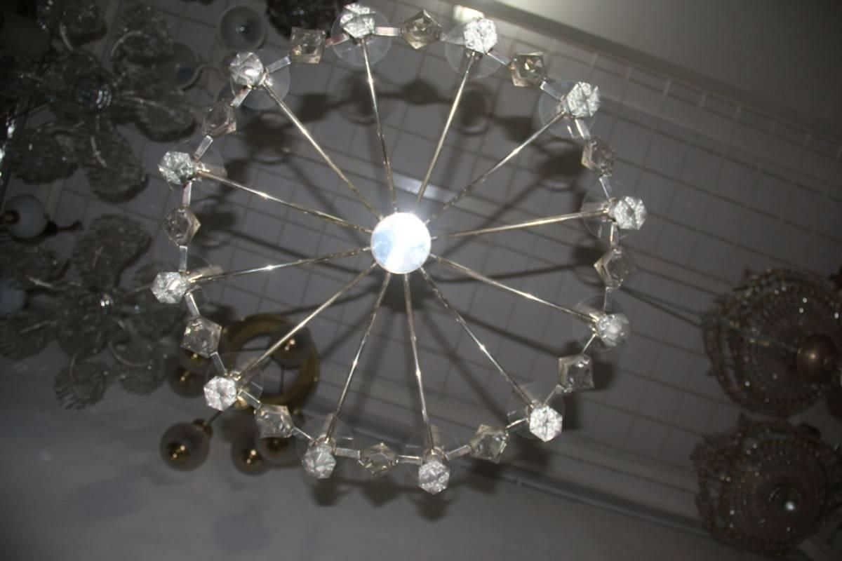 Chandelier Crown, Sciolari Crystal Metal Midcentury Italian Design 1960  photo Lighting