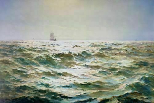 Large James Aitken Watercolour, Seascape, In The Mersey photo for sale