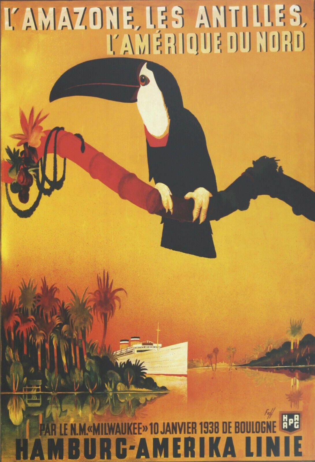 Print By Albert Fuss. "L'amazone, Les Antilles, L'amerique Du Nord" photo furniture