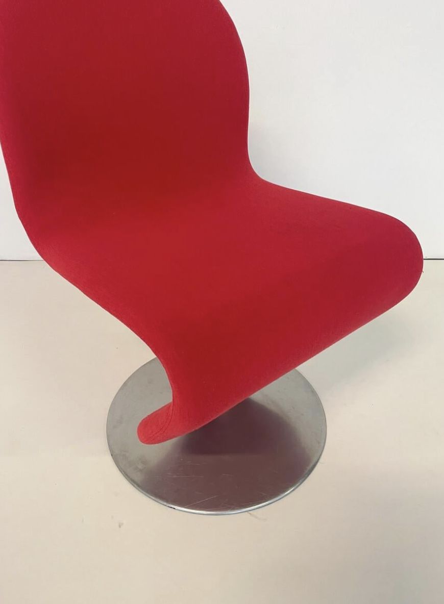 Mid Century Modern Set Of 6 Red System 123 Chairs By Verner Panton, 1973 photo for sale