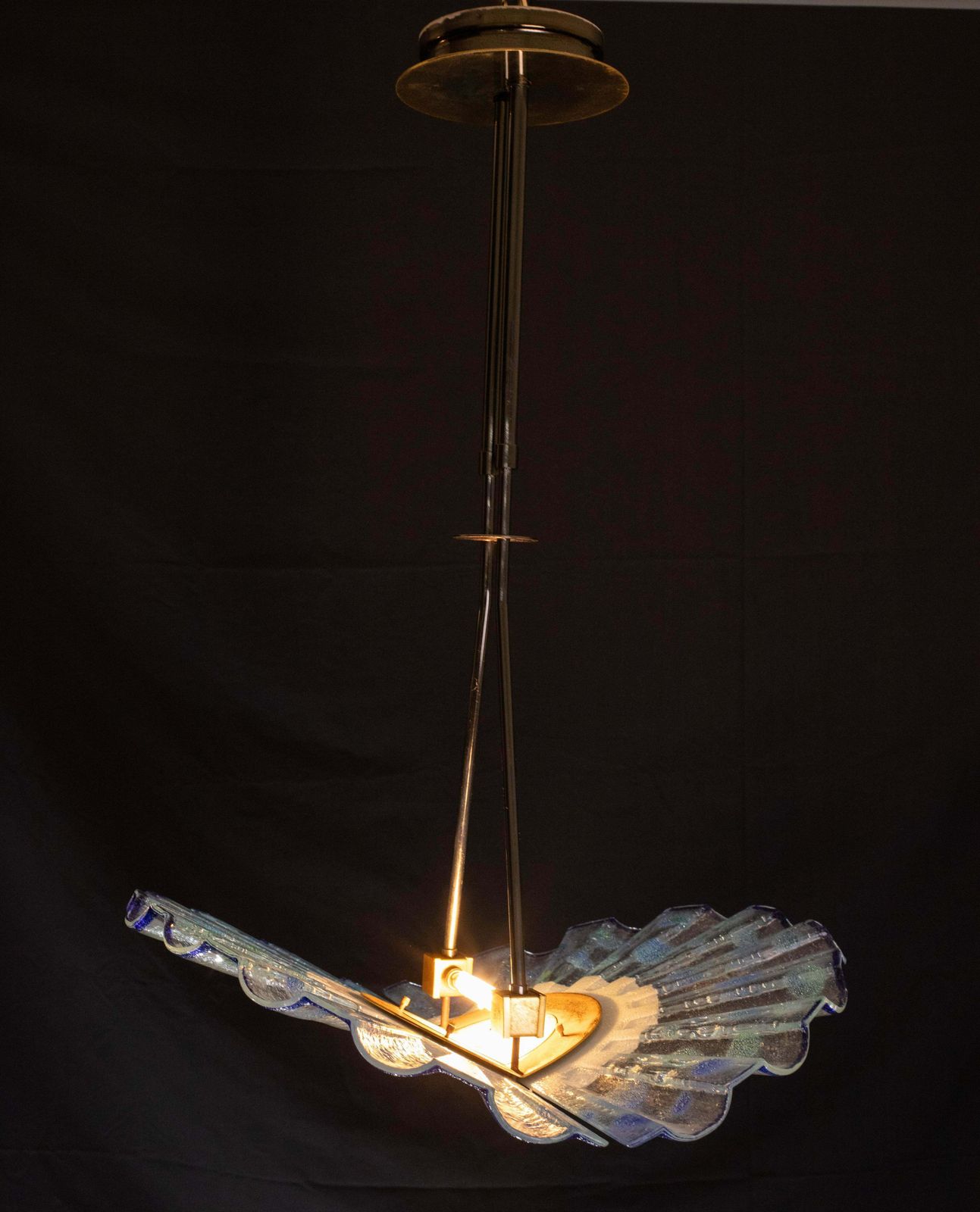 Blue Murano Glass Pendant In The Shape Of A Fan, 1970s photo furniture