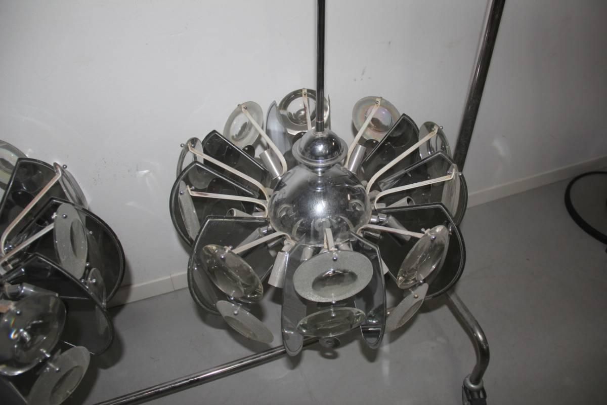 Chandeliers Steel Glasses, 1970s Italian Design Pop Art Torlasco photo buy