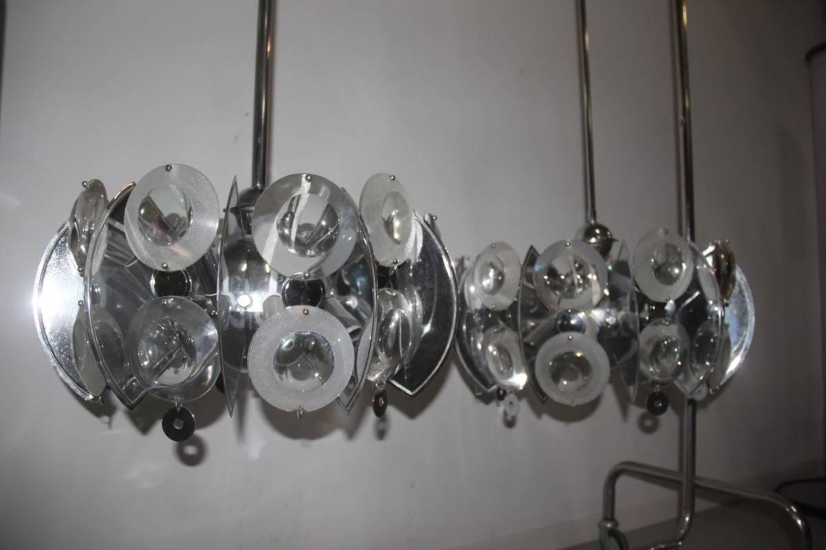 Chandeliers Steel Glasses, 1970s Italian Design Pop Art Torlasco photo vintage