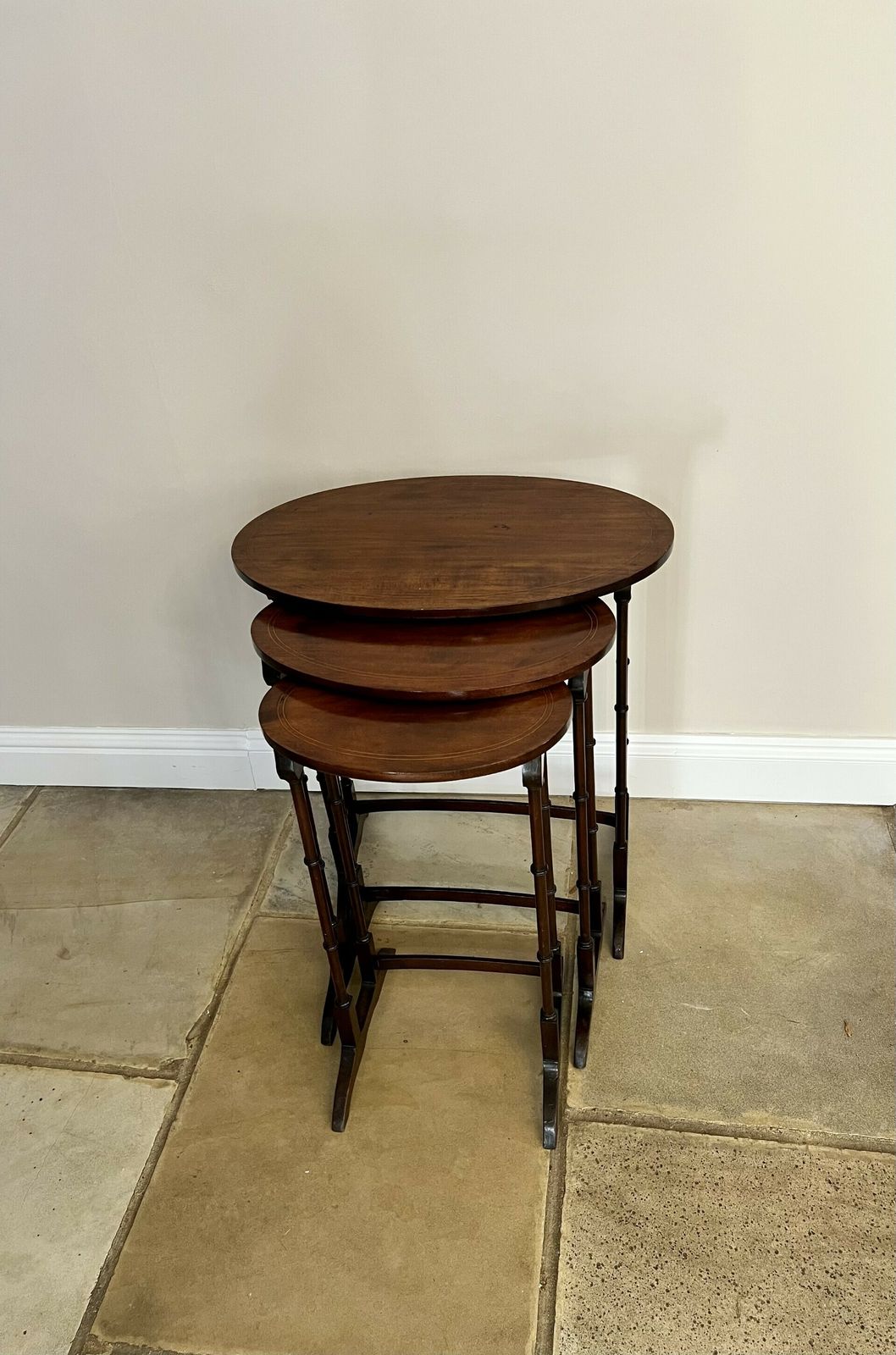 Edwardian Quality Mahogany Inlaid Nest Of Three Tables photo 785.0