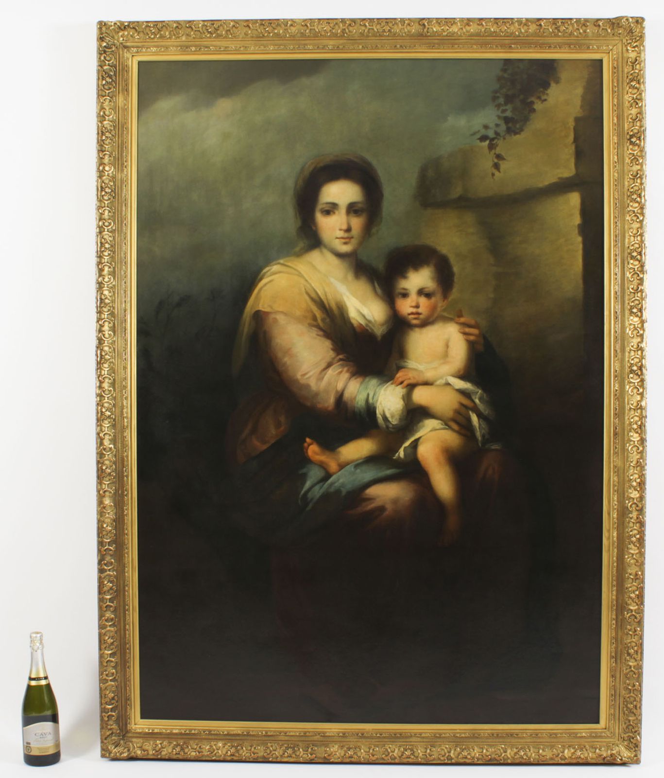 photo vintage Antique Painting Our Lady Of The Rosary After Bartolomé Murillo 175x125c  19th C