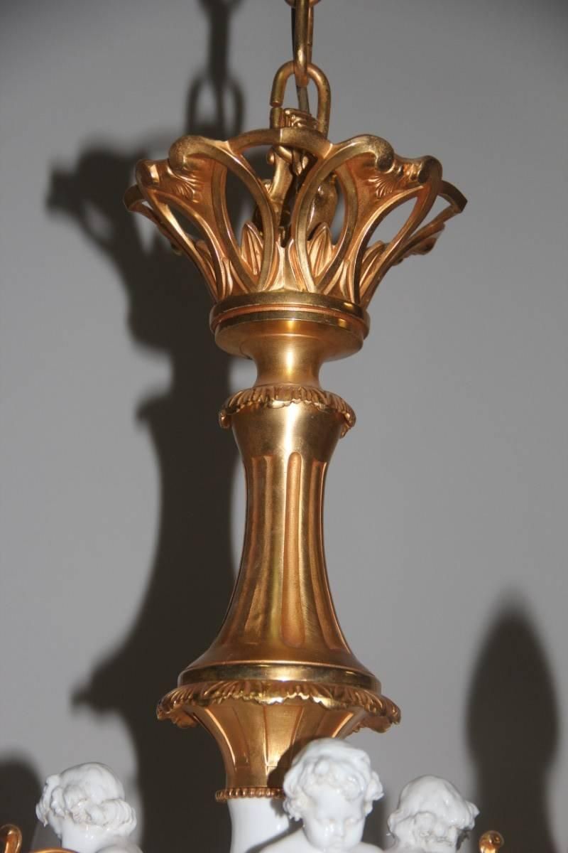 Elegant And Luxurious Chandelier 1970 Tiche Porcelain 24 Carat Gold Bronze photo Lighting