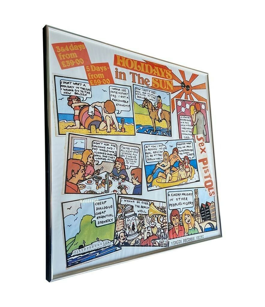 An Orignal Promotional Poster For The Sex Pistols "Holidays In The Sun" By Jamie Reid. photo for sale