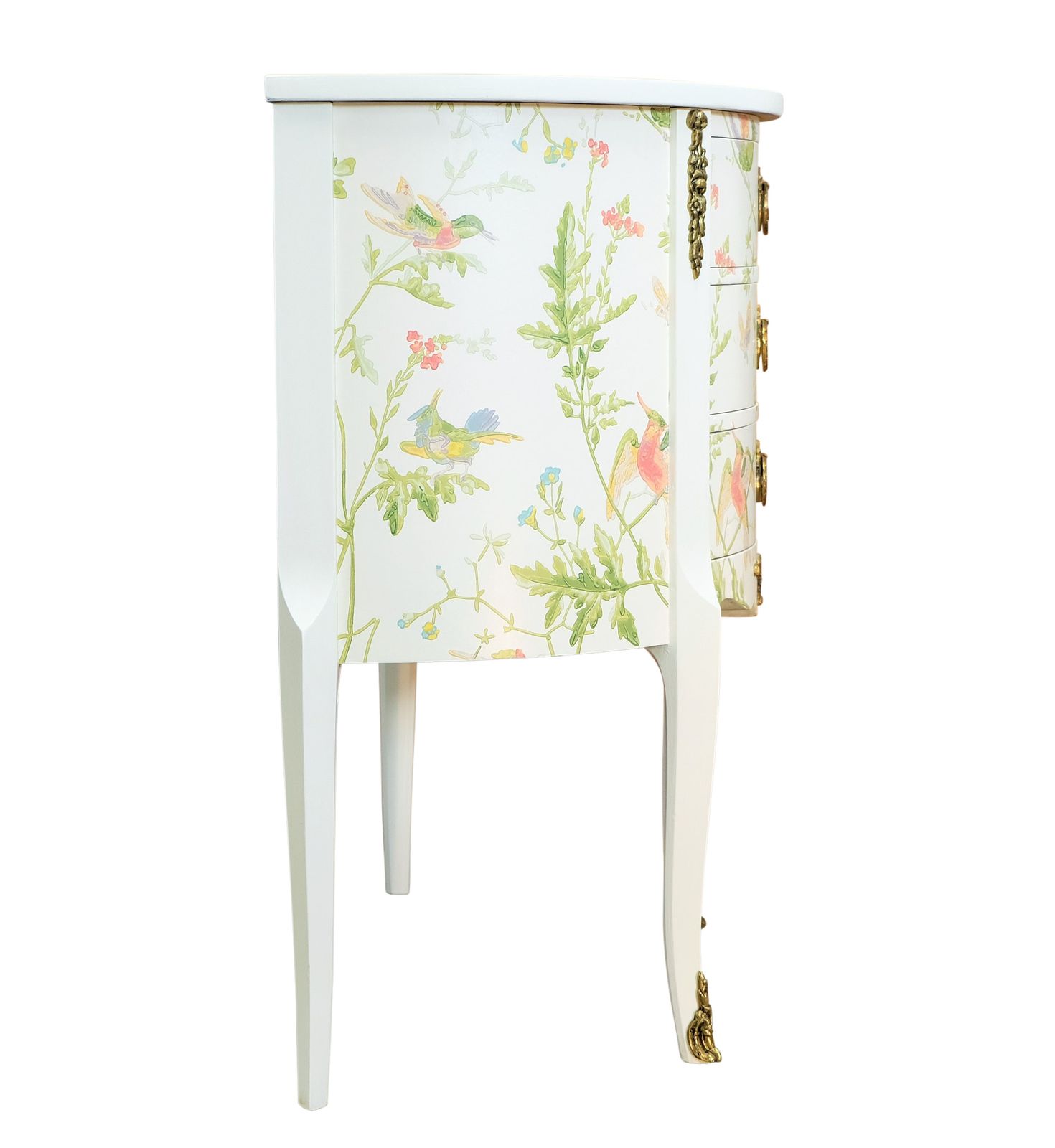 Louis XV Style Chest With Floral Design And Marble Tops photo for sale