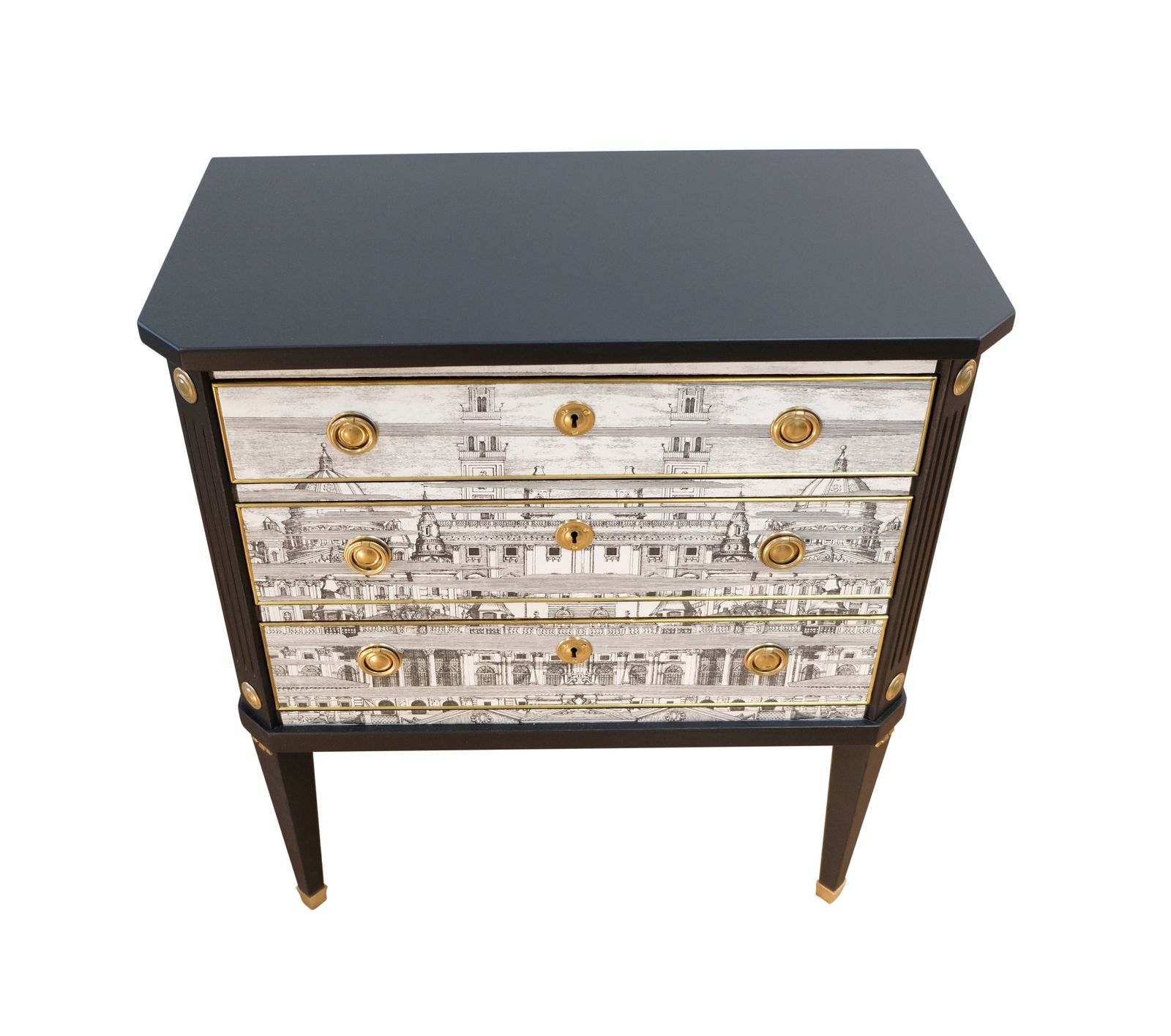 Fornasetti Design Three Drawer Chest With Marble Top photo vinterior