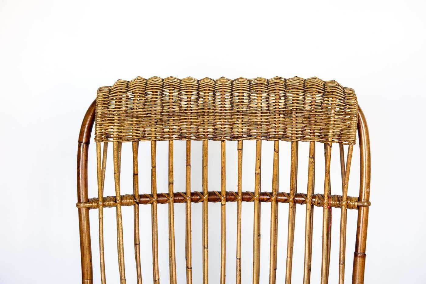 Mid Century Modern Outdoor Lounge Chair Made Of Wicker In The Style Of Franco Albini, Italy 1950s photo buy