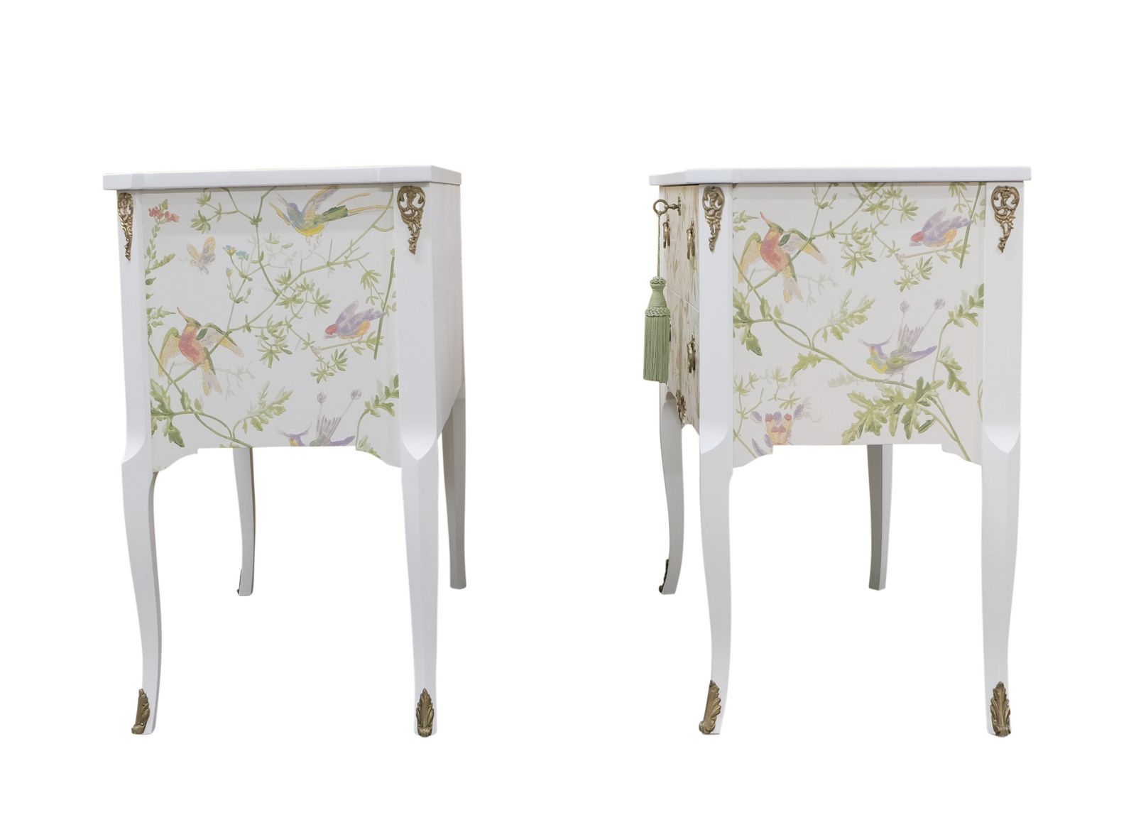 Pair Of Louis XV Style Chest With Floral Design And Marble Top photo buy
