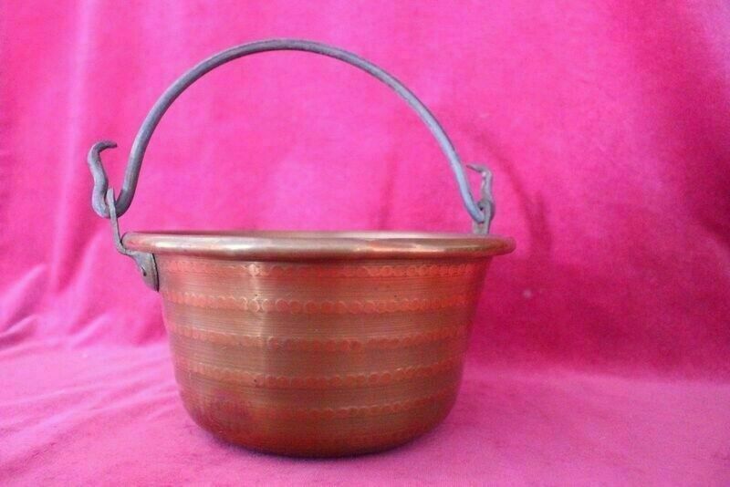 photo for sale Antique Quality French Hammered Copper Pot/Planter/Jam 18th C 30 X 13 Cm