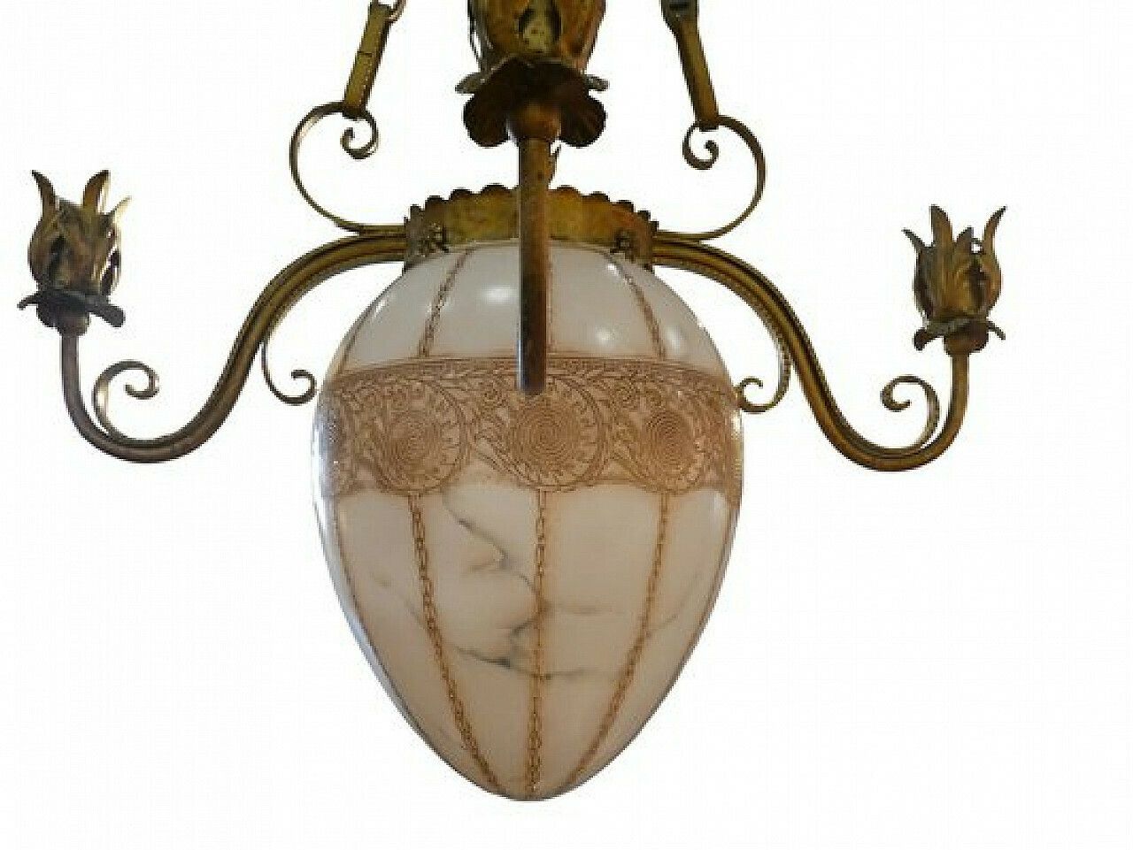 Gilded Wrought Iron And Glass Chandelier By Pier Luigi Colli, 1960s photo buy
