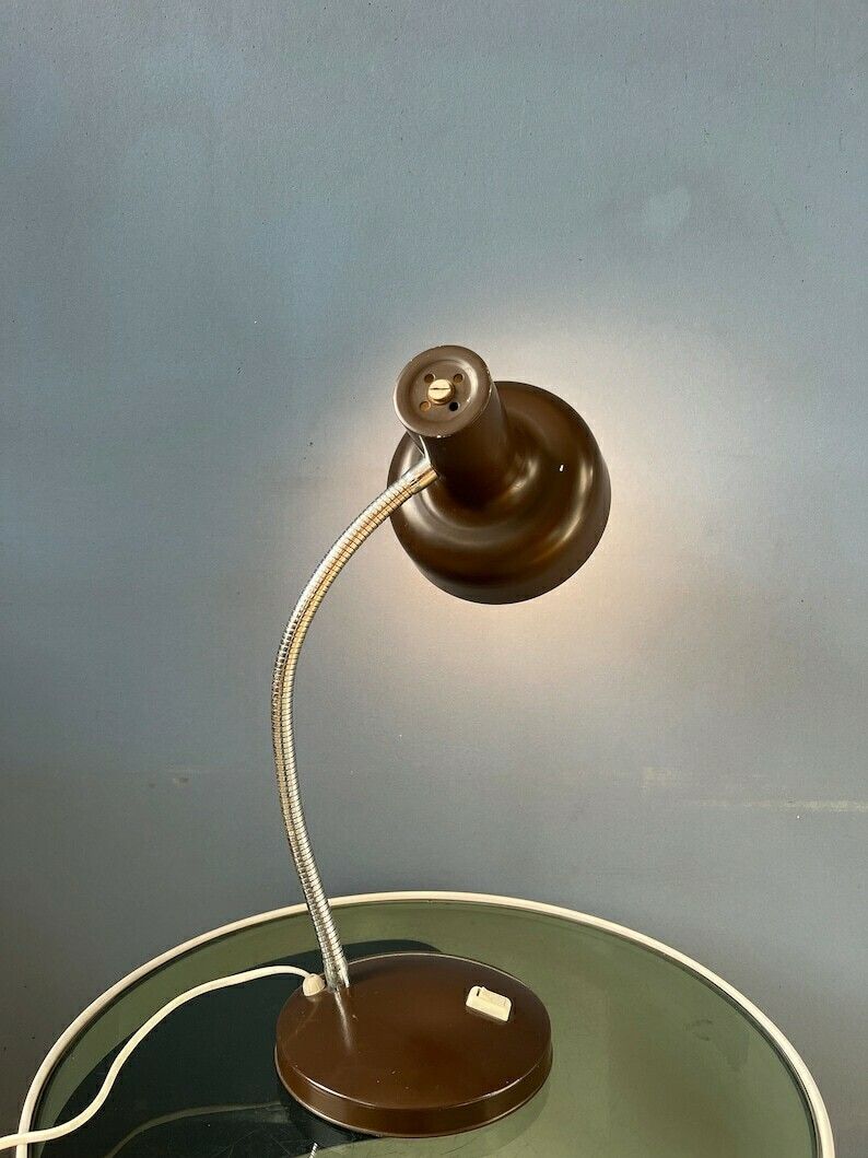 Vintage Space Age Tafellamp Met Flexibele Arm In Bruin