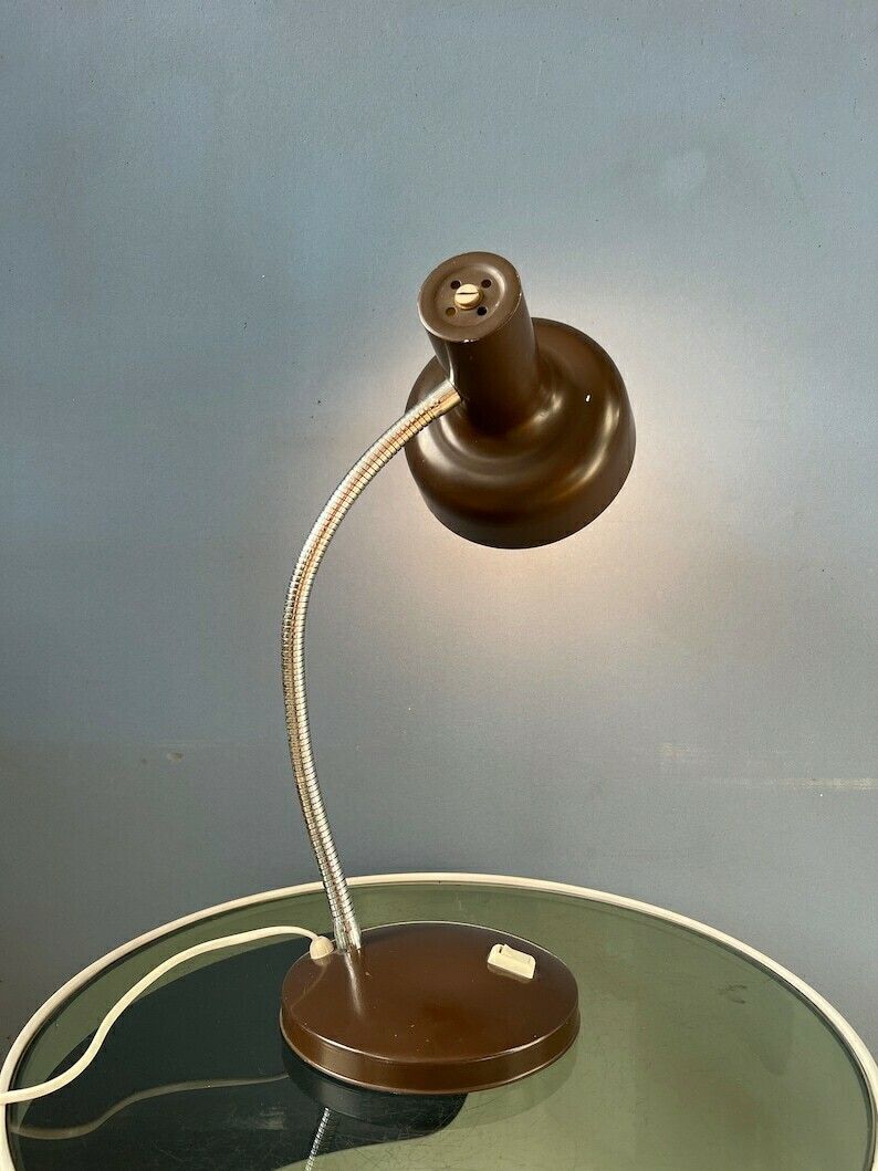 Vintage Space Age Tafellamp Met Flexibele Arm In Bruin photo furniture