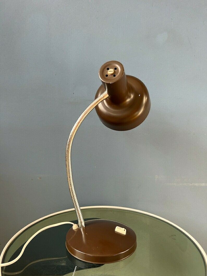Vintage Space Age Tafellamp Met Flexibele Arm In Bruin photo vinterior