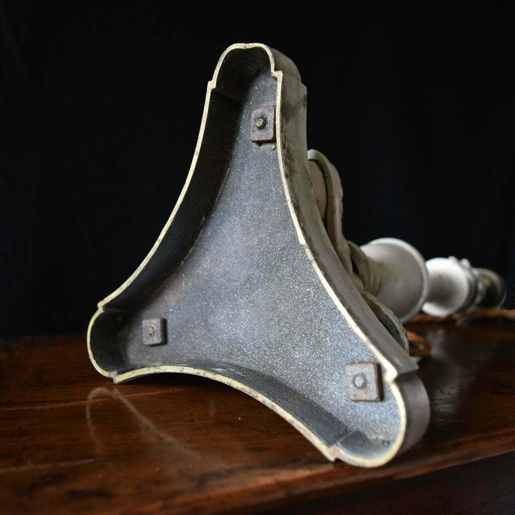 Painted Bronze Table Lamp With Tripod Lion Paw Legs. Circa 1880 photo Lighting