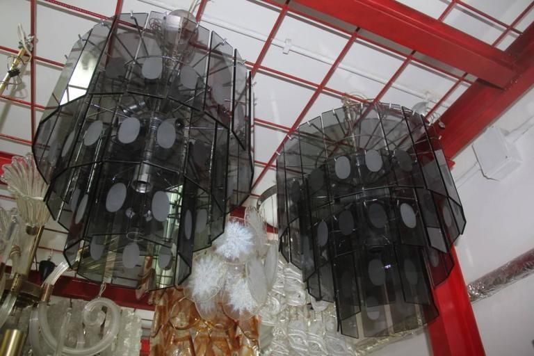Pair Of Gray Glass Chandeliers, 1970 Italian Design photo Lighting