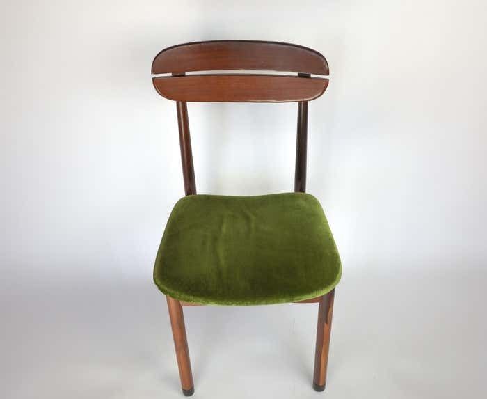 Mid Century Modern Dining Chairs With Green Velvet Upholstery, Set Of 6, 1950s photo Furniture