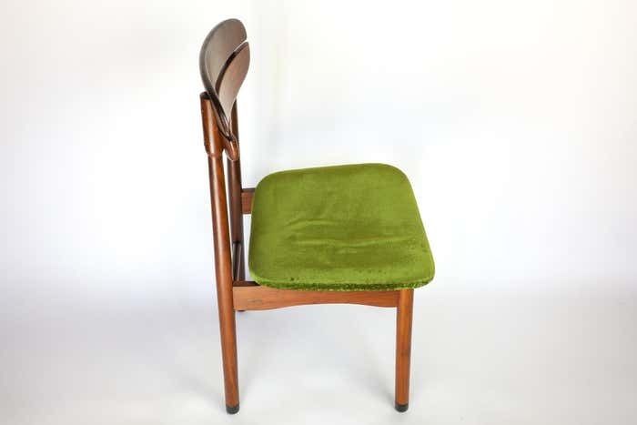Mid Century Modern Dining Chairs With Green Velvet Upholstery, Set Of 6, 1950s photo vintage