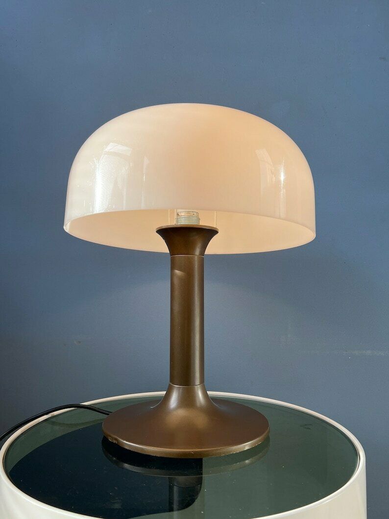 Brown And White Space Age Mid Century Mushroom Table Lamp photo for sale
