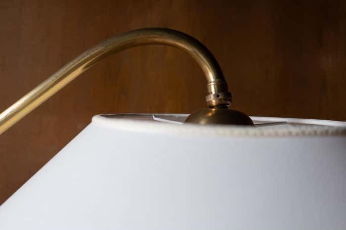 Mid Century Modern Brass Marble Adjustable Arm Floor Lamp, Italy 1950s photo buy