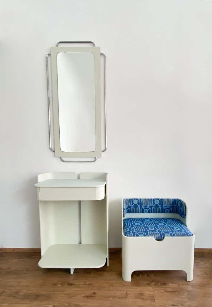 Mid Century Modern White Wood Wardrobe Set By Carlo De Carli For Fiarm, 1970s photo for sale