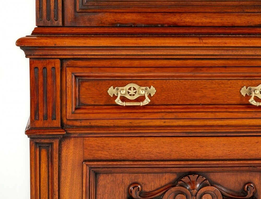 Victorian Bookcase Walnut Glazed Cabinet Shoolbred And Co 1880 photo buy
