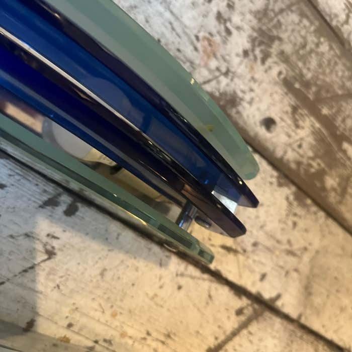 photo furniture 1960s Set Of Two Space Age Blue Heavy Glass Italian Wall Sconces By Veca